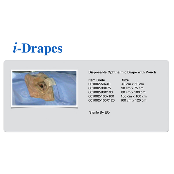i-Drapes Disposable Eye Drape with Pouch  100x100cm pk/50